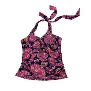 Boden Levanzo Ruched Halter Tankini Swim Top Adjustable Size 8